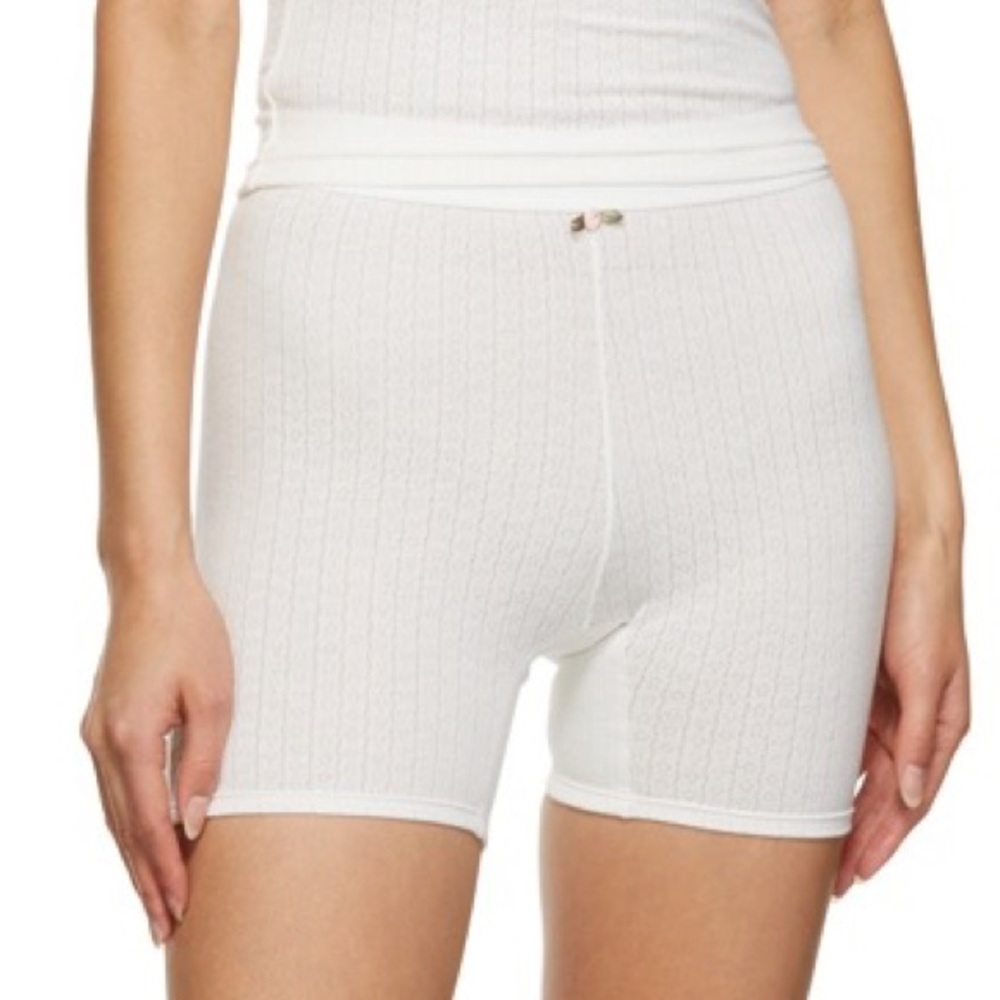 Sandy Liang White Ribbed Knit Shorts